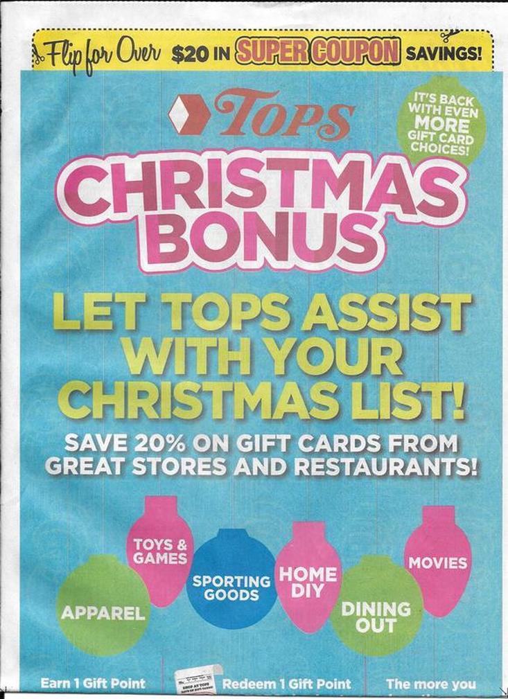 Tops Markets Gift Card Christmas Bonus Promo Breakdown